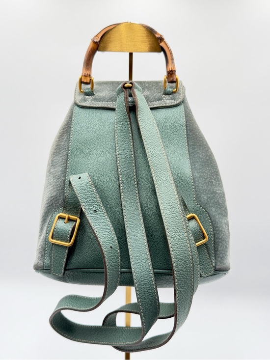 Gucci Vintage Bamboo Mini Backpack Teal Suede 003 2058 0030 main image 7